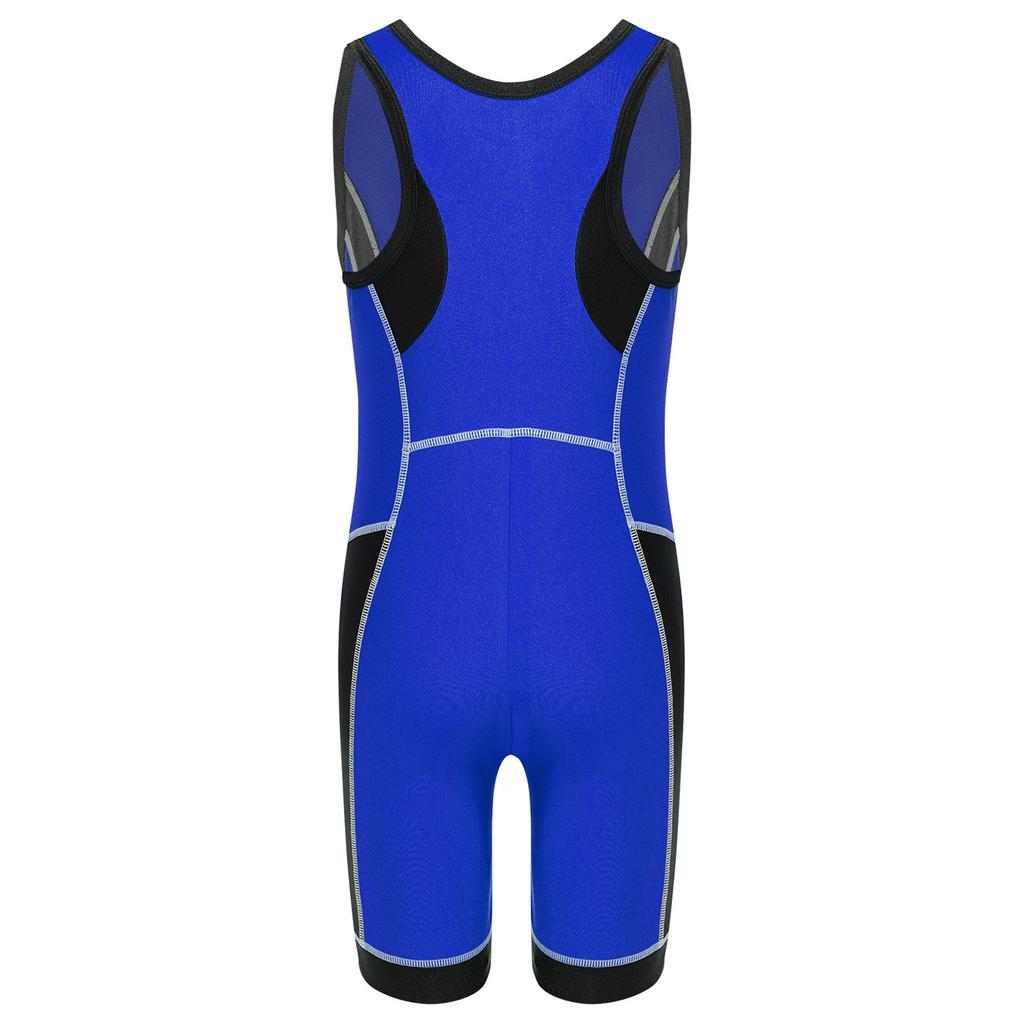 Girls Wrestling Singlet Color Block Patchwork Jumpsuit