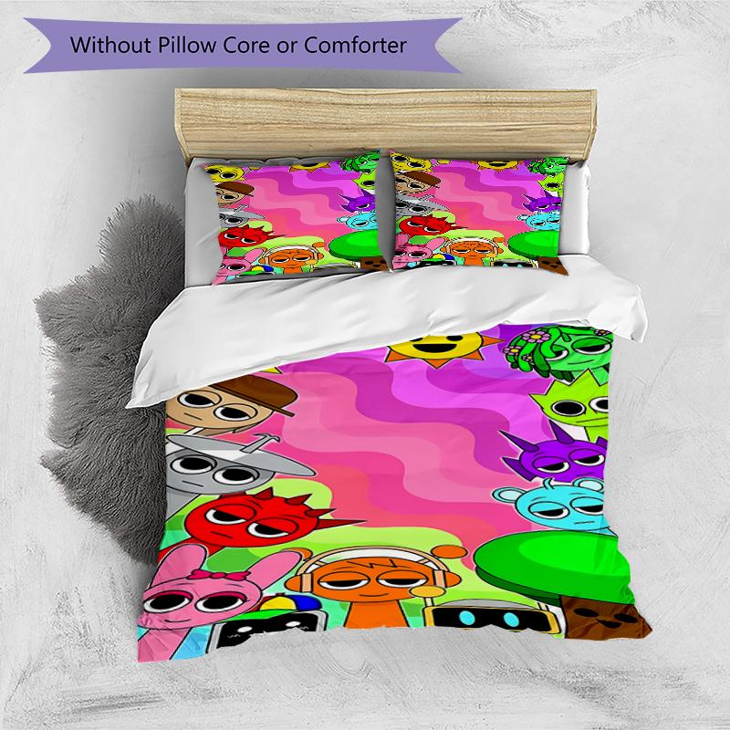 3pcs SPRUNKI9 Design Cover Set - HD Printed Bedding with 1 Cover and 2 Pillowcases - Perfect for Home and Dorm Decor