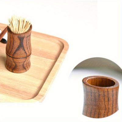 1PC Wood Toothpick Storage Box Cylinder Tooth Pick Holder Home Kitchen Decoration Accessories