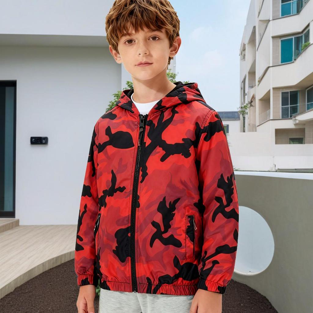 2025 Spring/Autumn Boys' Windproof Camouflage Cartoon Jacket