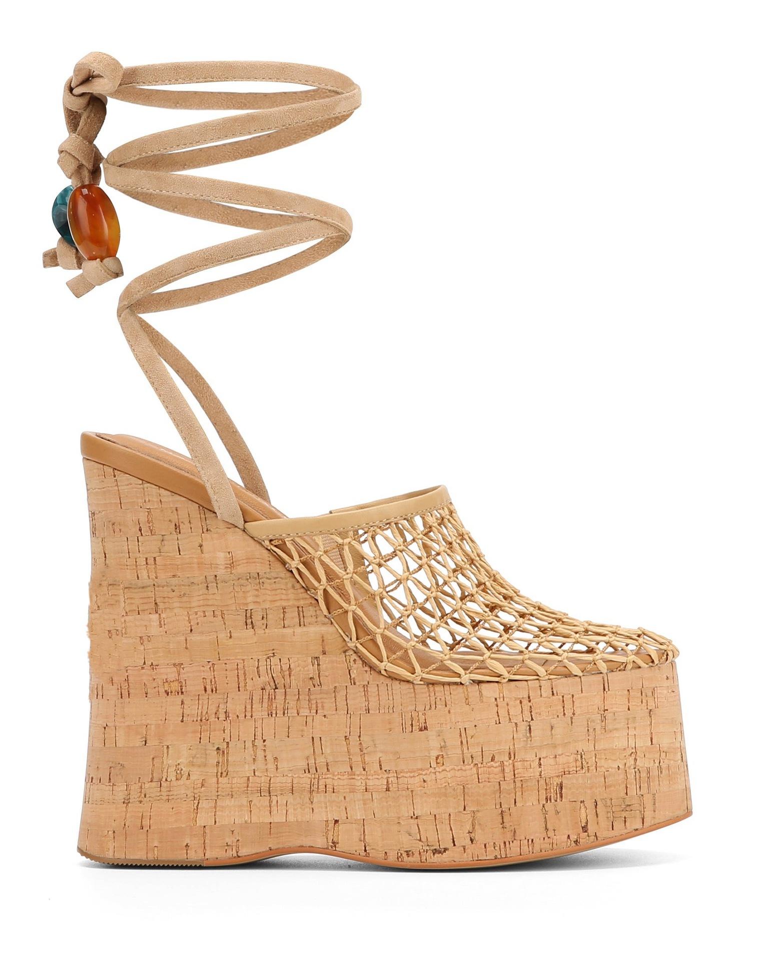 

Fashion Thick-soled Wood Grain Waterproof Table Fishing Net Sandals Women s Summer Wear 2025 New Classic Versatile Platform Sandals 35