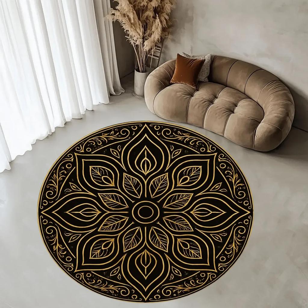 Mandala Retro Circular Carpet Rugs for Bedroom Living Room Decoration Washroom Floor Mat Carpets for Bed Room Bedroom Decor