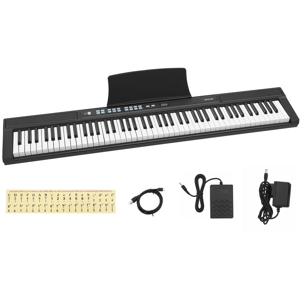 VEVOR Digital Piano 88 Keys Semi Weighted Electric Keyboard Portable Black, for Beginners, 128 Tones, 128 Rhythms, Full-Size Electronic Piano