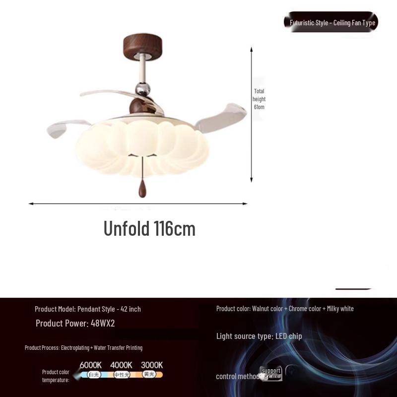 Mid-Century Flower Wood Ceiling Fan Light