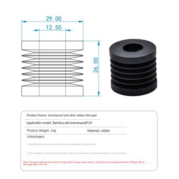 

3D Printer Rubber Foot Pads, Shock Absorbing, 8 Colors: Black, Vibration Reduction Small
