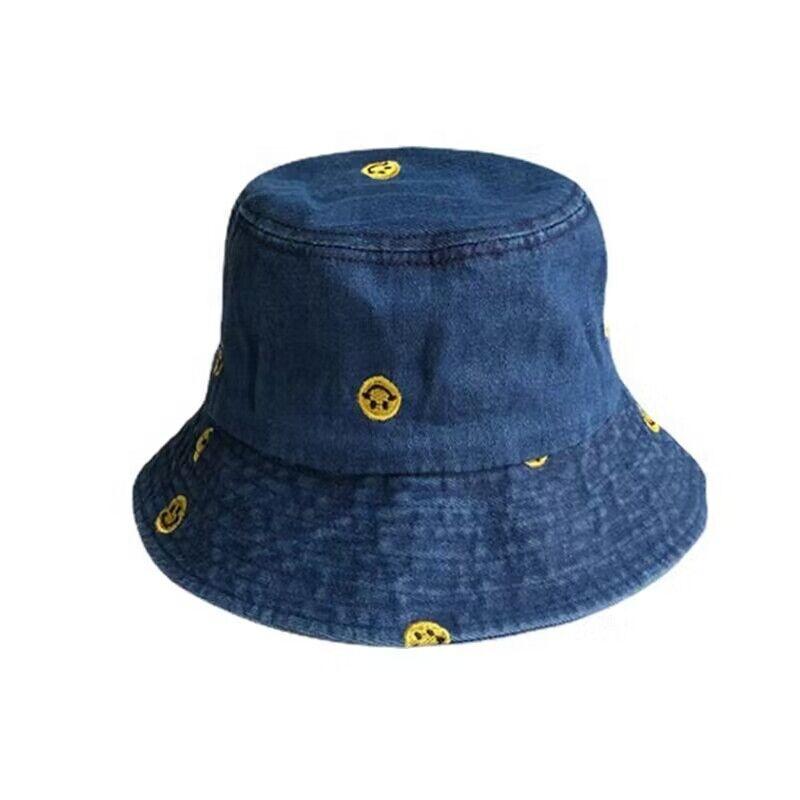 Cheap Bucket Hats for Girls and Ladies Students Fisherman Hat Spring Summer Smiling Face Cute Female Cowboy Caps Custom Okay