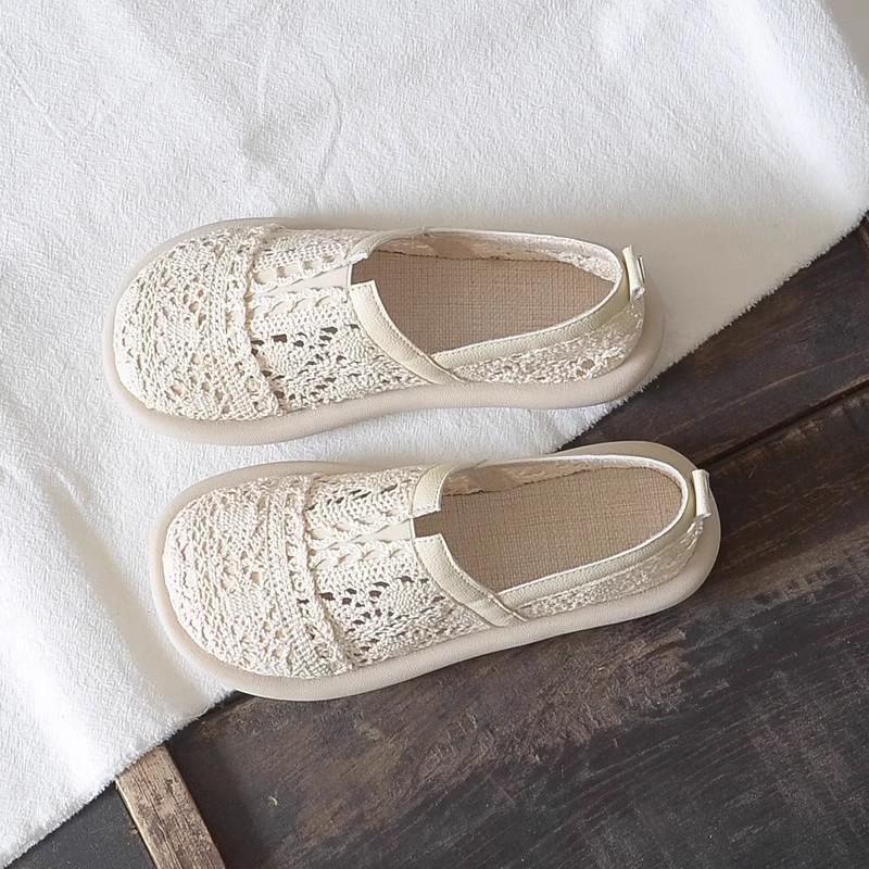 New Summer Hollow Breathable Mesh Ladies Shoes Literary Retro Flat Women's Sandals Footwear Comfort Fashion Baotou Women's Shoes