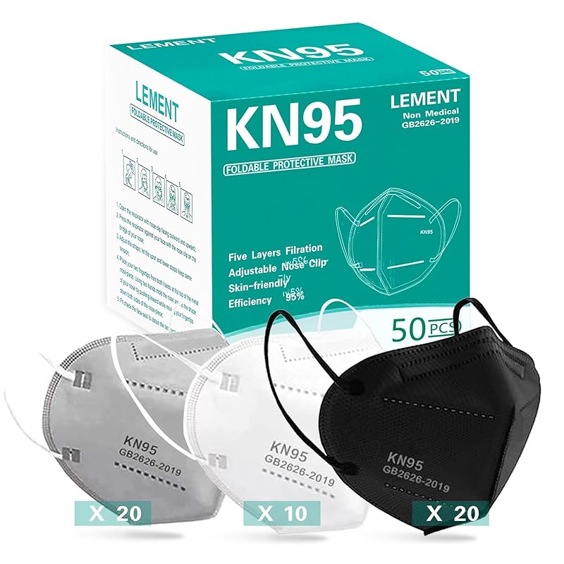 LEMENT KN95 Face Masks 100 Pack,5-Ply Breathable Cup Dust Disposable Masks For Adult,Teenager