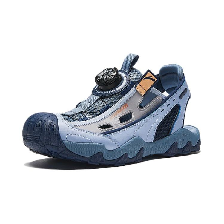 Anta Kids Adjustable Toe Cap Non-Slip Durable Sandals Kids Sandals Blue Gray A312426953-3