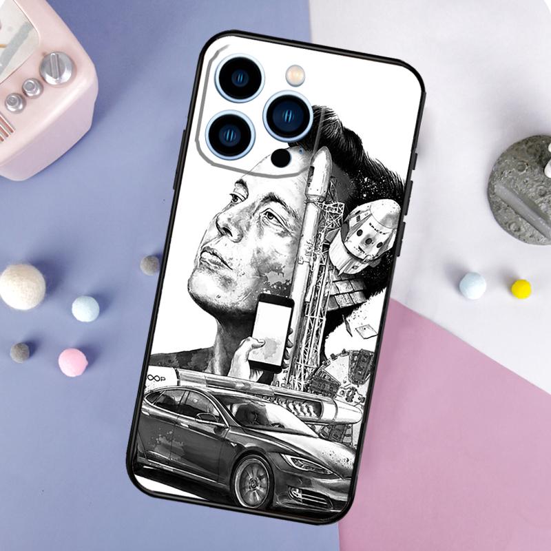 Elon Musk Funda For iPhone 16 15 11 12 13 14 Pro MAX X XS Max XR Plus 13 Mini Phone Case