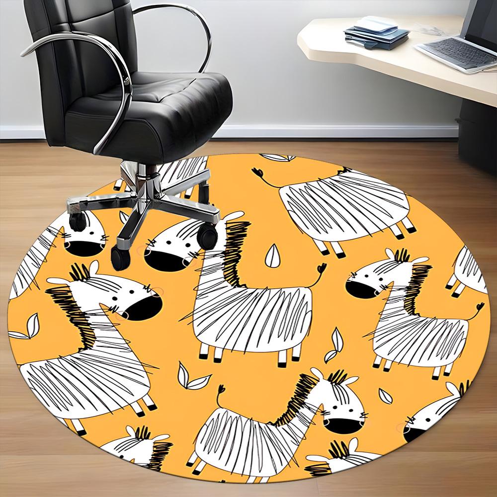 1pc Zebra Pattern Office Round Area Rug, Indoor Mat Suitable For Office, Under Office Chairs Bedroom Living Room Home Decor, Room Deco177