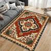 Vintage Bohemian Area Rug with Red Geometric Floral Pattern Design Suitable for Use As an Anti-slip for Living Room Bedroom Sofas
