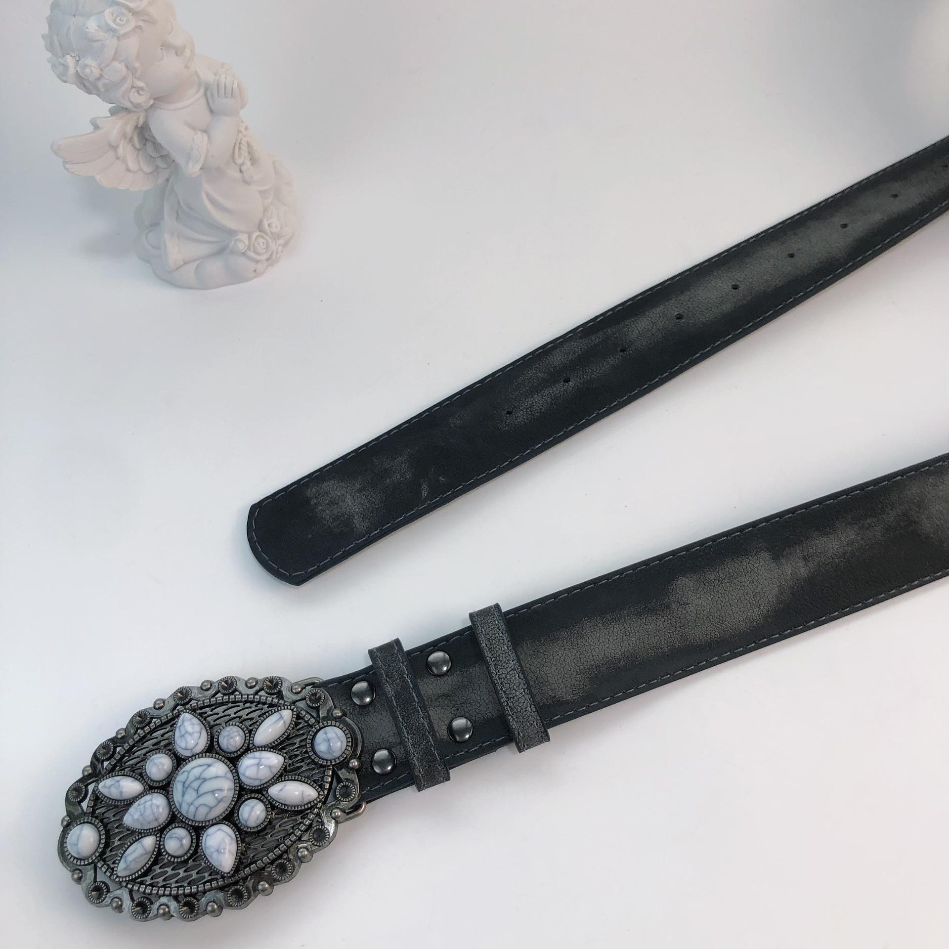 

Ретро Белый Драгоценный Камень Женский Пояс в Западном Стиле 105cm