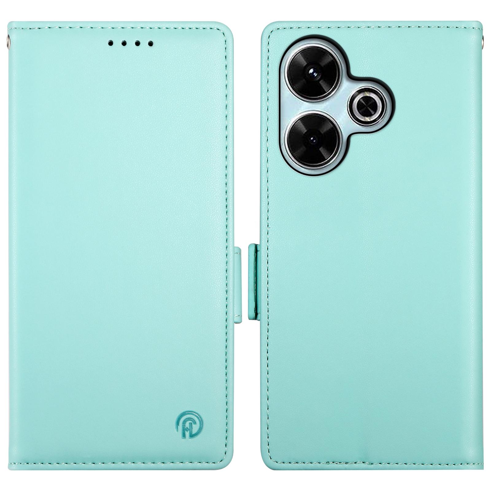 

DF-010 Для Xiaomi Redmi 13 4G/5G/Note 13R 5G/Poco M6 4G Чехол-кошелек из ПУ кожи с подставкой Чехол для телефона Mint Green