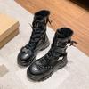 Small Platform Heightening Shoes Autumn and Winter New Round Toe Side Zipper Anti-slip Wear-resistant Mid-tube Boots