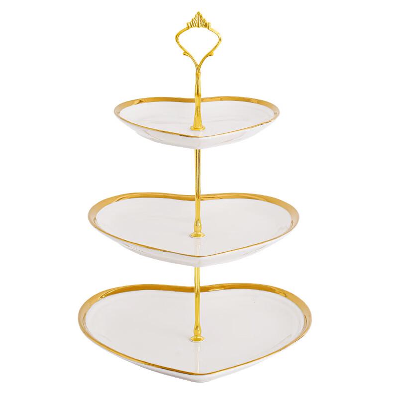Ru Han Three-Tier Gold Rim Ceramic Dessert Stand
