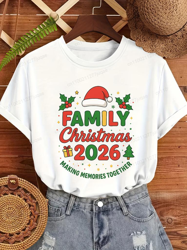 Familien-Weihnachts-Crew 2026 Druck T-Shirt Gemeinsam Erinnerungen schaffen Lustiges passendes Feiertags-T-Shirt Familientreffen Weihnachten Geschenk Oberteile