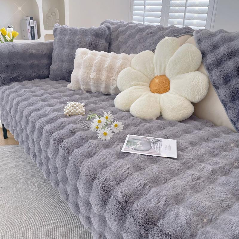 

Подушка для дивана из плюша с кроликом, утолщенная плюшевая подушка для гостиной, прямой ряд, нескользящий кожаный чехол для дивана, мягкая подушка для подлокотника 70x70