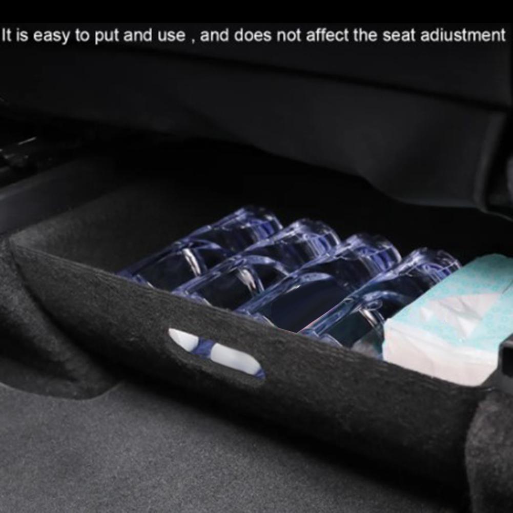 Storage Box Under Seat Box Storage Box Car Accessories Double Sided Flocked Seat Organizer For Tesla Model Y