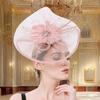 French Fascinator Hat with Necklace Gloves Ear Studs Costume Set For Horse Racing Event and Halloween Party Dressingup