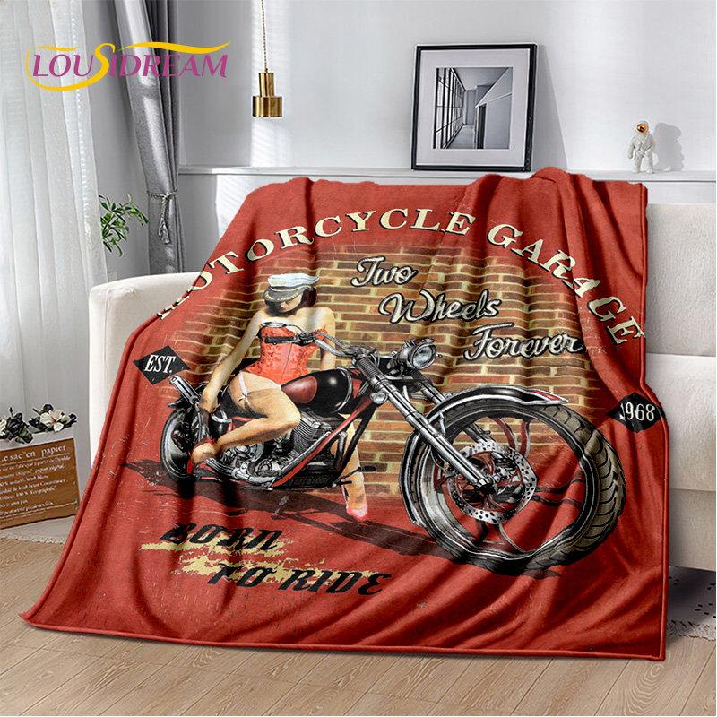 3D Retro Vintage Motorcycle Soft Plush Blanket,Flannel Blanket Throw Blanket for Living Room Bedroom Cover Beds Sofa Picnic