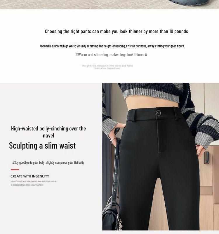 Petite Women's 2026 Spring Black High-Waisted Slim Flared Suit Pants