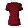 Women's Color Lace Splicing Short Sleeve Round Neck Tops