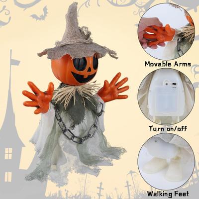 Yousheng Halloweenské animované dekorace 16 chodících dýňových duchů se zvukem a dotykovým senzorem pro vnitřní i venkovní dekoraci dvora, zahrady, trávníku