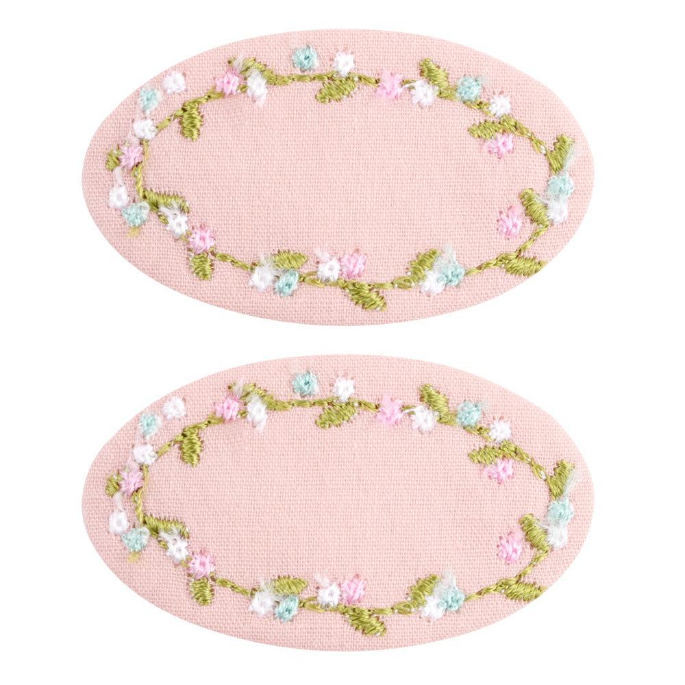 2Pcs/set Floral Embroidered Hairpin Set Oval Children's Hair Accessories Daily Use