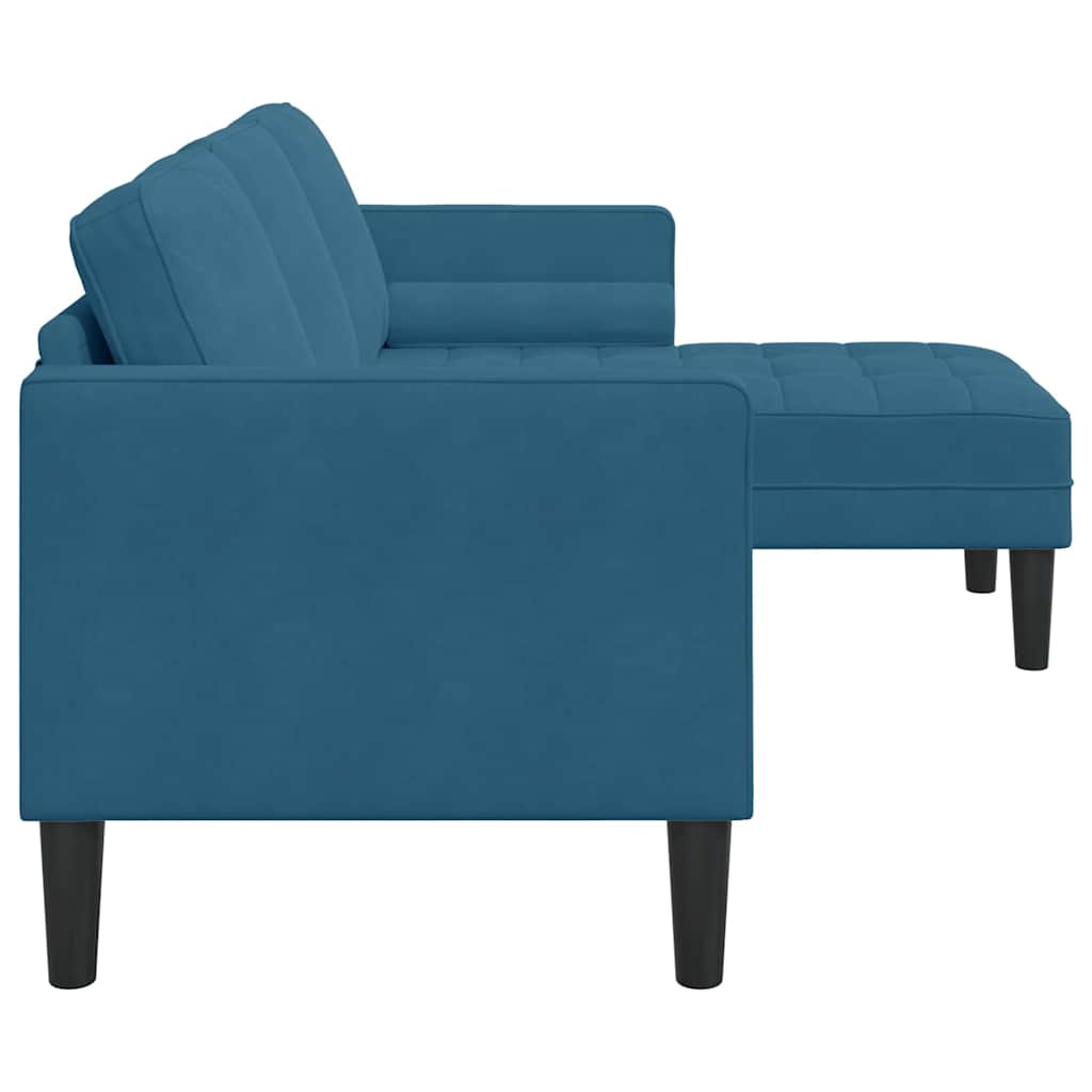 Sofa Set with Cushions Blue Polyester