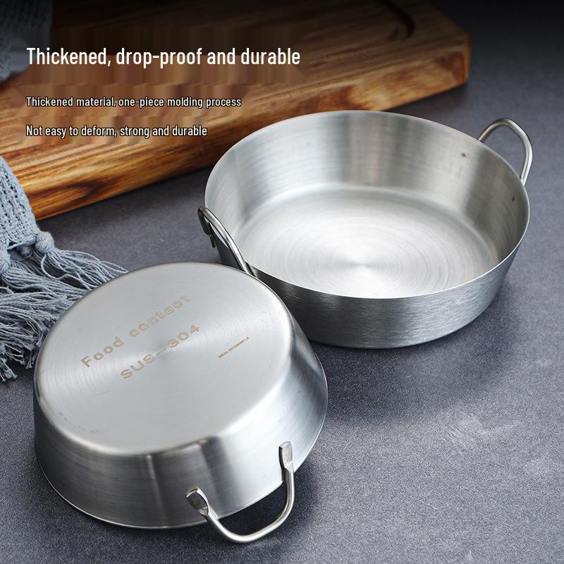 Gold-Plated 304 Stainless Steel Kimchi & Dipping Dish with Handle – Extra Thick Japanese/Korean Style Retro Dish