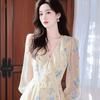 2026 Spring/Summer Stunning Yellow Floral Waist-Cinched Maxi Dress
