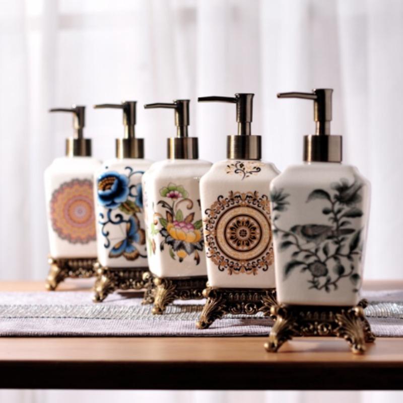 Bottiglia in Ceramica Stile Cinese per Lozione Vintage Portatile Bottiglia per Lozione Shampoo Acqua Dispenser Sapone per la Casa Accessori da Bagno