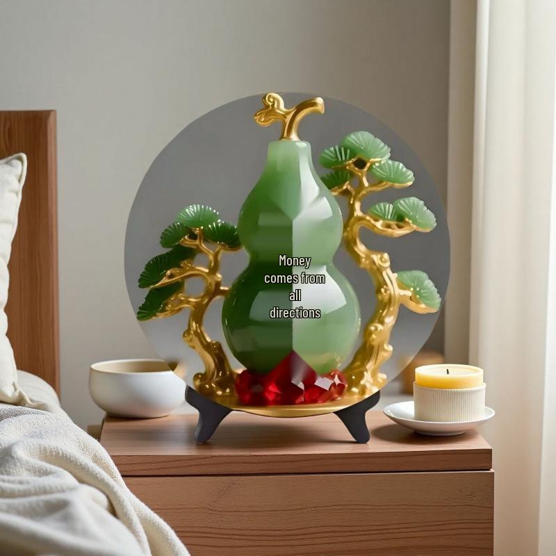 Eight Directions Wealth & Fortune Living Room Jade Gourd Decoration – Home Entryway Ornament