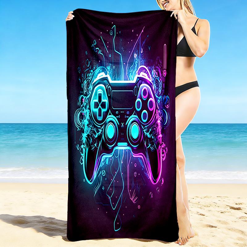 1Pc Neon Controller Art Beach Towel, Quick Dry, Multi-Use for Beach Pool Gym Yoga Home Travel, Christmas, Halloween, Xmas Gift M928765