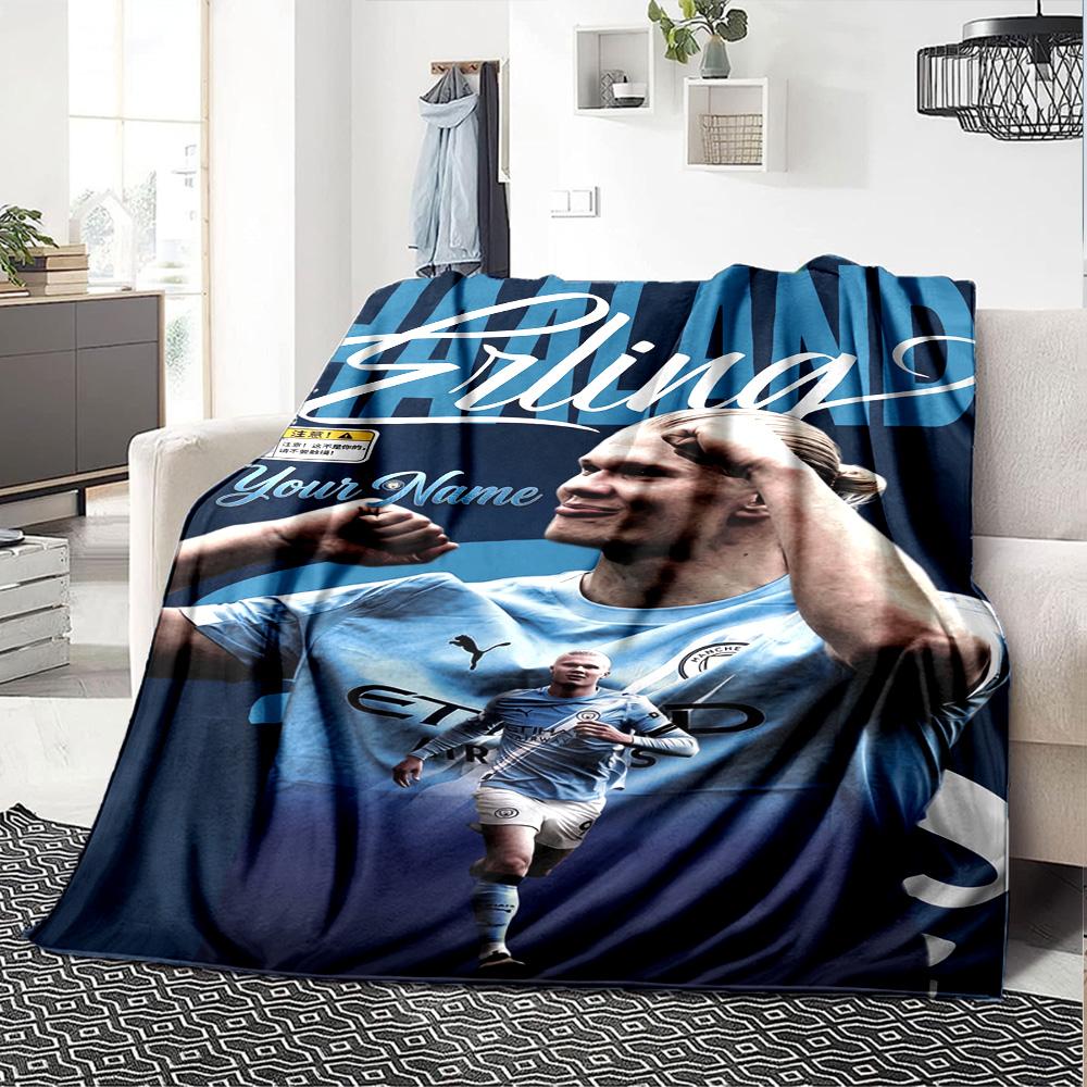 Haaland (31) Personalized Text Blanket Lightweight Customizable Blanket Soft & Cozy Great for Home Decor Office Couch Sofa Ideal for All Seasons