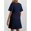 YYFS Women's Fashion Summer Spring Flower Pattern Print Short Sleeve V-Neck High Waist Casual Dresses