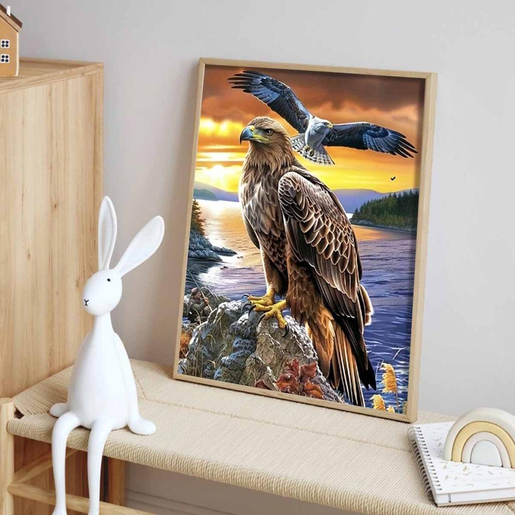 Eagle Diamond Art Kit, 5D DIY Animal Dot Diamond Cross Stitch Crafts and Crafts Suitable for Decorating Home Murals