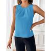 Women's Elegant Solid Color Crew Neck Tank Top, 100% Polyester Non-Stretch Woven Fabric, Fashionable Top for All Seasons