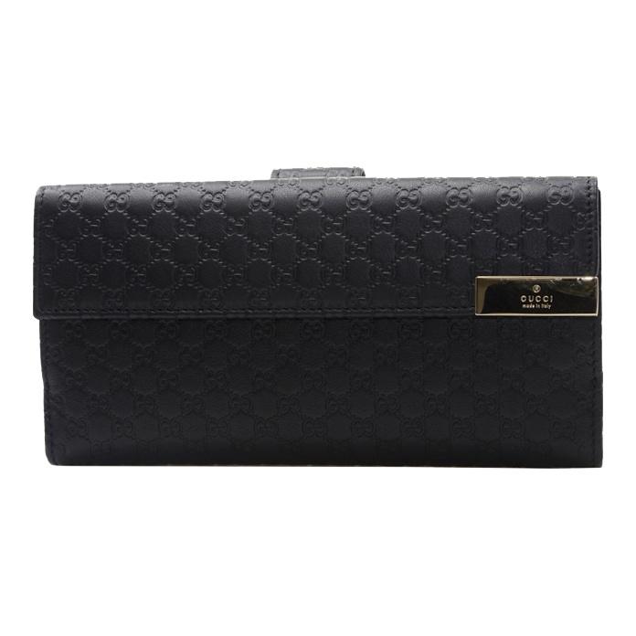 Gucci GG Embossed Leather Long Bifold Wallet In Black For Unisex Daily Use