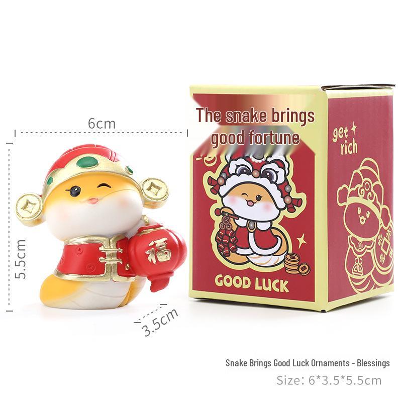 Guochao Zodiac Snake Figurine: Year of the Snake Desktop Ornament, Spring Festival Creative Gift