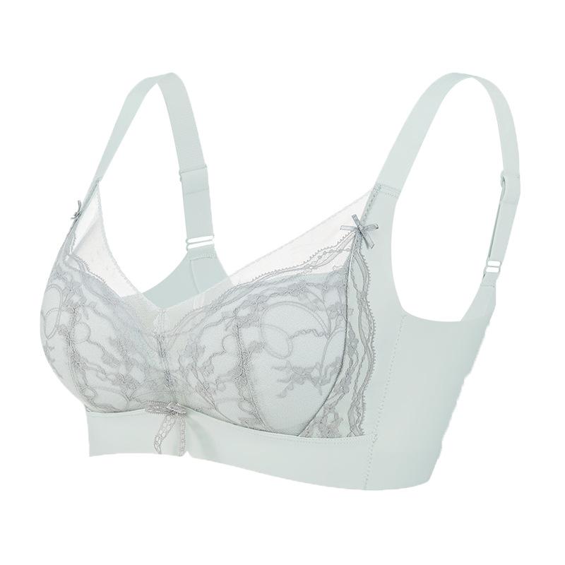 Floral Lace Push-Up Wire-Free Shaping Bra with Deep V and Smooth Cups 90B
