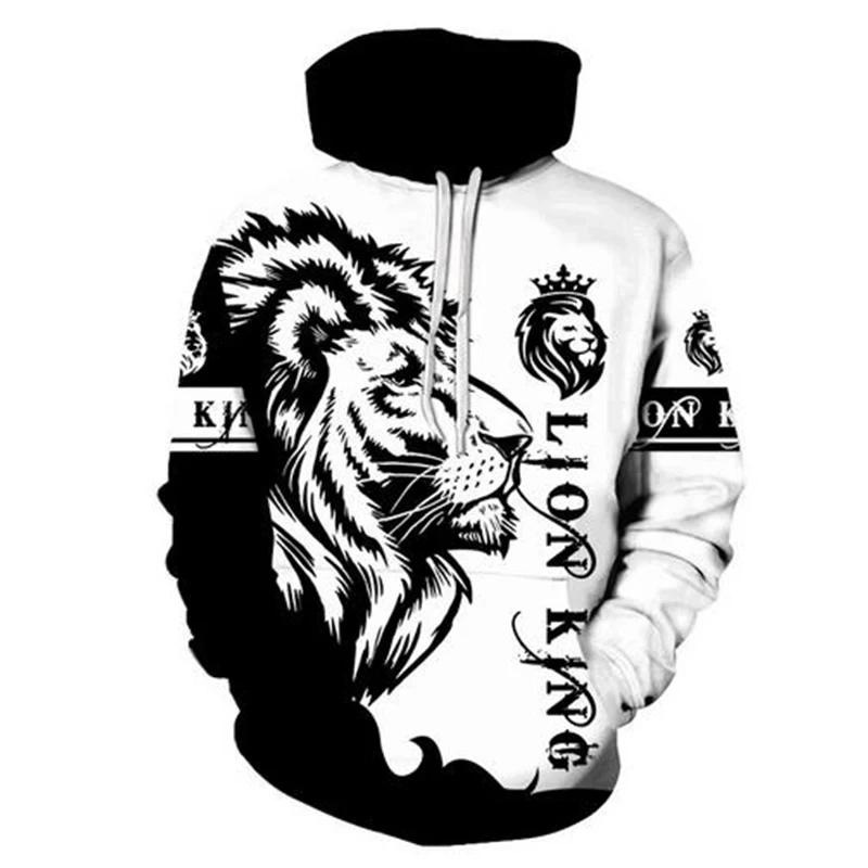 Cyberpunk Style 3D Printed Lion Hoodie Men's Fashion Animal Print Sweatshirt Casual Street Wear Pullover Tracksuit