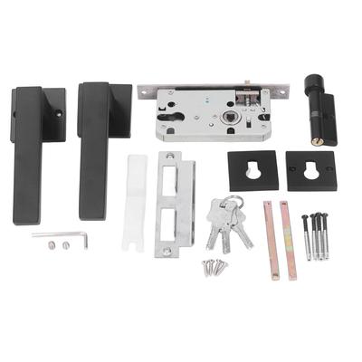 Front Door Lock Set Zinc Alloy Black Ultra Quiet Split Type High Security Door Handle Lock for Home