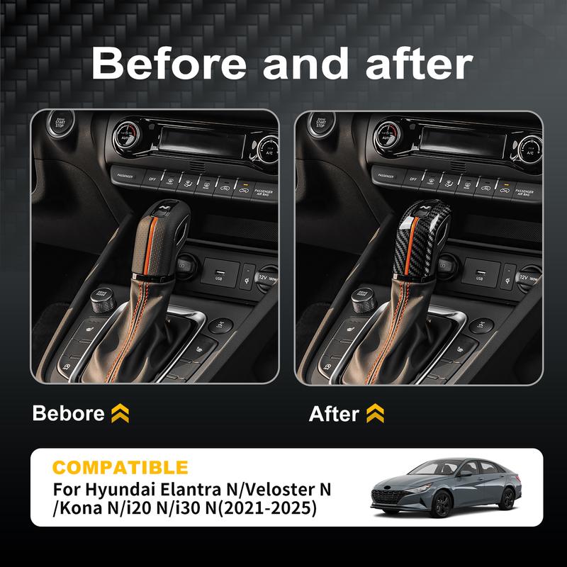 Hard Dry Carbon Fiber For Hyundai I30 N Elantra N Veloster N Kona N I20 N -2025 Tucson N Line   Car Gear Knob Trim