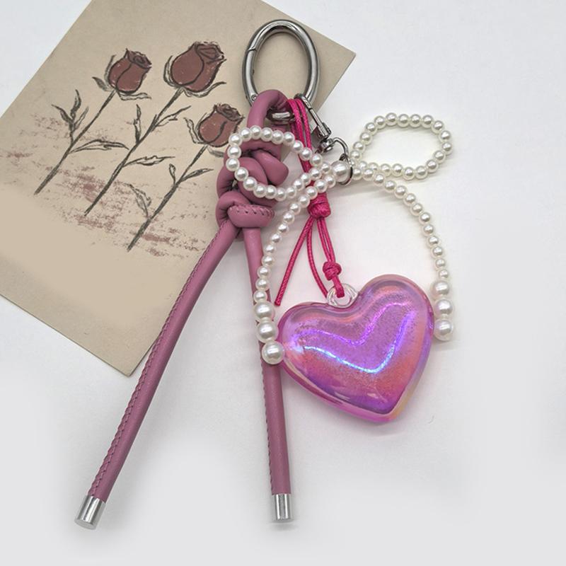 Heart Bow Woven Rope Cute Bag Pendant Keychain Jewelry Gift For Women Decoration Accessories