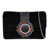 MIUMIU 5BH095 Velour Matelasse Multi-Jeweled Flap 2-Way Clutch Bag Chain Shoulder bag Black/GDHardwareUsed