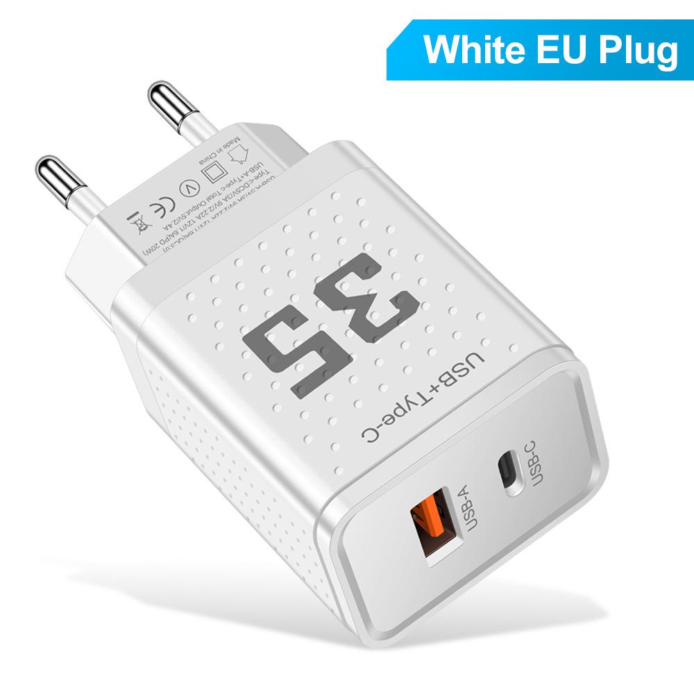 20W 3A Dual PD+USB Charger with US/EU/UK Plugs