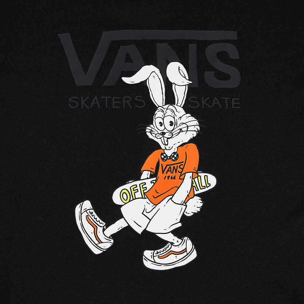 Vans Cartoon Bunny Print Crew Neck T-Shirt Men Tops Black VN000FRKBLK