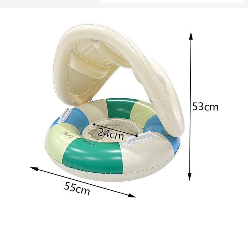 Summer Pool Water Environmentally Friendly Thickened 3-6 Years Old Awning Striped Seat with Handle Inflatable Children's Swimming Ring